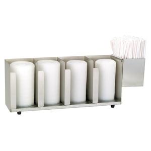 Dispense-Rite CTLD-19A Stainless Steel 4-Section Adjustable Cup & Lid Organizer 