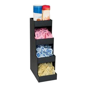 Dispense-Rite CTVH-4BT Black Polystyrene 4-Compartment Condiment Organizer 