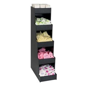 Dispense-Rite CTVH-5BT Black Polystyrene 5-Compartment Condiment Organizer 