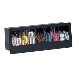 Dispense-Rite FMC-7 Black Acrylic 20"x5.38" 5-Compartment Condiment Dispenser