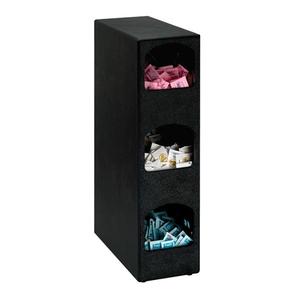 Dispense-Rite HVCD-3BT Black Polystyrene 6.5in x 14in 3-Section Condiment Organizer 