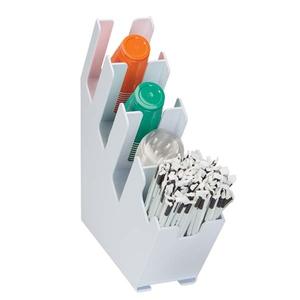 Dispense-Rite LID-4WT-WS White Polystyrene 4-Section Slim Cup, Lid & Straw Organizer 