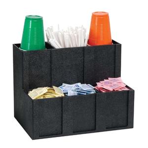 Dispense-Rite MCD-6BT Black Polystyrene 6-Section Cup, Lid & Condiment Caddy