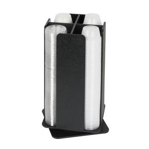 Dispense-Rite RCLO-SM-4BT Black Polystyrene 7"x7"Revolving Portion Cup & Lid Organizer