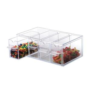 Dispense-Rite TD-4 Clear Acrylic 13.63" x 8" 4-Section Topping Dispenser