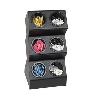 Dispense-Rite VSCH-6BT Black Polystyrene 6-Compartment Flatware Organizer w/ Insert