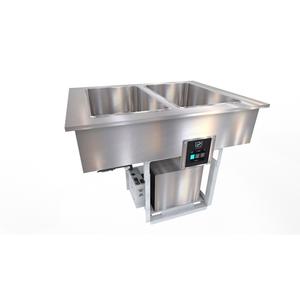 Duke Manufacturing FCP2-SB 2 Section Drop-In Flush Mount Cold Food Pan with Drain 