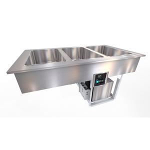 Duke Manufacturing FCP3-SB 3 Section Drop-In Flush Mount Cold Food Pan with Drain