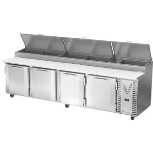 Victory Refrigeration VPP119HC 119" Stainless Steel Four-Section Pizza Prep Table