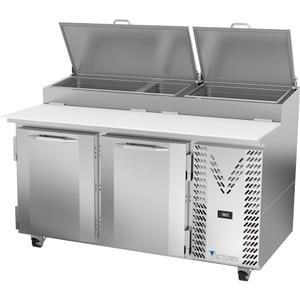 Victory Refrigeration VPP60HC 60" Stainless Steel Two-Section Pizza Prep Table