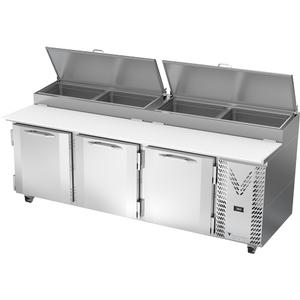 Victory Refrigeration VPP93HC 93in Three-Section Refrigerated Pizza Prep Table 