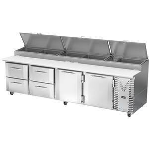 Victory Refrigeration VPPD119HC-4 119in Four-Section 4 Drawer Refrigerated Pizza Prep Table 