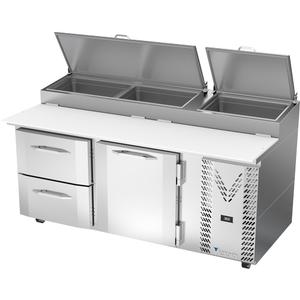 Victory Refrigeration VPPD72HC-2 72in Stainless Steel Two-Section 2 Drawer Pizza Prep Table 