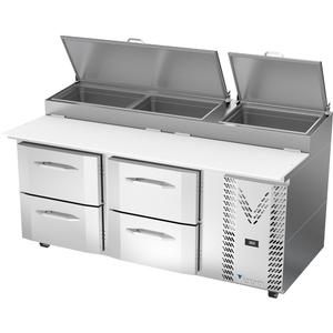Victory Refrigeration VPPD72HC-4 72in Stainless Steel Two-Section 4 Drawer Pizza Prep Table 