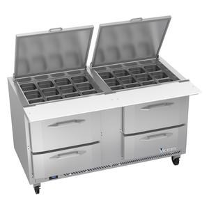 Victory Refrigeration VSPD60HC-24B-4 UltraSpec™ 60in (24) Pan Mega Top Prep Table with 4 Drawers 