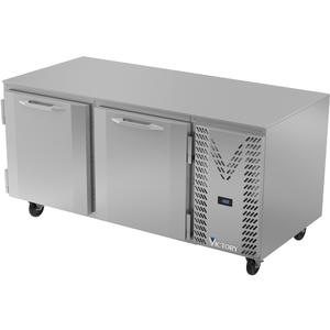 Victory Refrigeration VUF67HC 67in Two-Section Double Door Undercounter Freezer 