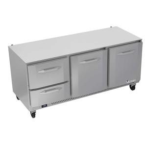 Victory Refrigeration VURD72HC-2 67in Three-Section Undercounter Refrigerator with 2 Drawers 