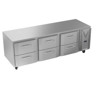 Victory Refrigeration VURD93HC-6 93in Three Door Undercounter Refrigerator with 6 Drawers 