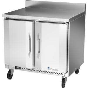 Victory Refrigeration VWF36HC 36in Two Door Worktop Freezer with 4in Backsplash 