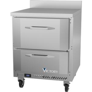 Victory Refrigeration VWFD27HC-2 27in One-Section 2 Drawer Worktop Freezer with 4in Backsplash 