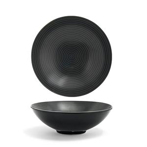 Front of the House DBO028BKP23 Spiral 16 oz. Ink Porcelain Wide Bowl - 1 Dozen