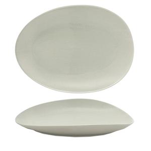 Front of the House DOS030GYP20 Tides 12" x 8-3/4" Pumice Porcelain Oval Plate - 2 per Case