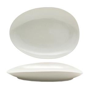 Front of the House DOS030BEP20 Tides 12" x 8-3/4" Scallop Porcelain Oval Plate - 2 per Case