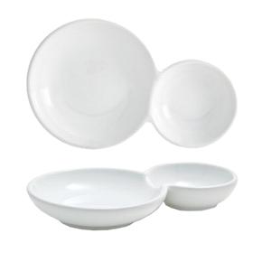 Front of the House DBO122WHP23 Harmony Bento 10 oz. Porcelain Duo Plate - 1 Dozen