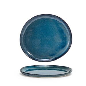 Front of the House DSP036BLP23 Artefactt 7.5" Diameter Indigo Porcelain Coupe Plate - 1 Doz
