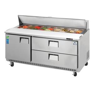 Everest Refrigeration EPBNR3-D2 71in Wide 18 Pan Two Section Sandwich Prep Table 
