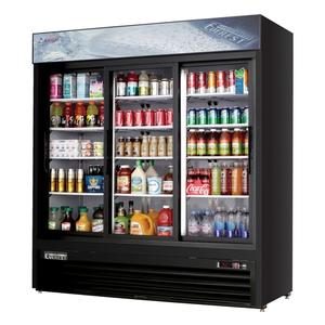 Everest Refrigeration EMGR69B 73in Wide Three Section Sliding Door Merchandiser Cooler 