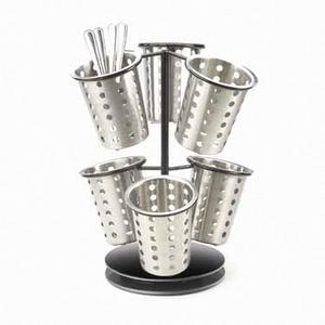 Cal-Mil 1227-13 12in Dia. Black Iron 2-Tier Revolving Cutlery Holder 