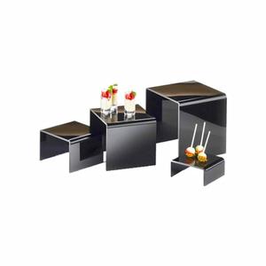 Cal-Mil 237 Classic 8in x 8in Black Acrylic Nestable Display Riser Set 