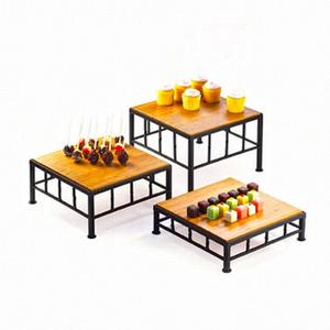Cal-Mil 1711-7-60 Bamboo 12" x 12" x 7"H Black Iron Display Riser