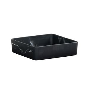 Cal-Mil 23739-12-124 12" x 12" x 3.25"H Black Marble Resin Square Bowl