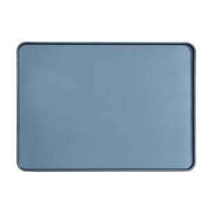 Cal-Mil 22025-1813-111 Hudson 18" x 13" Stone Blue Melamine Low Rim Plate - 6 Each