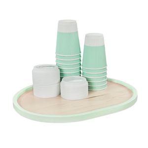 Cal-Mil 22379-1316-107 Blonde 13in x 16in Maple Oval Serving Tray with Matcha Rim 