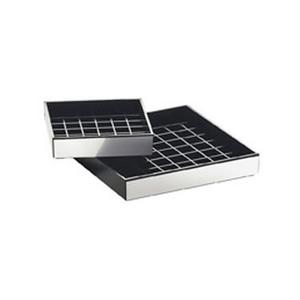 Cal-Mil 392-010 4in x 4in Black Drip Tray with Silver Trim - 1dz 