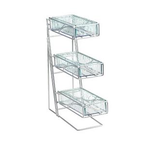 Cal-Mil 1235-39-43 5.25in x 14in Platinum Wire 3-Tier Condiment Organizer 