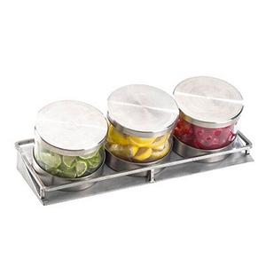 Cal-Mil 1850-4-55 13.5in x 5in Stainless Steel Cold Condiment Holder 