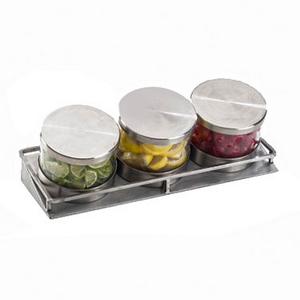 Cal-Mil 1850-5-55 16.5in x 6in Stainless Steel Cold Condiment Holder 