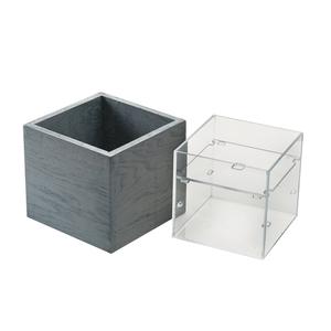 Cal-Mil 22096-83 Ashwood 7.5in x 7.5in x 7"H Gray Oak Wood Condiment Holder 