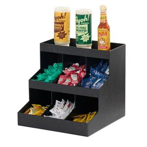 Cal-Mil 28503-13 Classic 12in x 12in x 11.5"H Black Plastic Condiment Organizer 