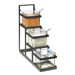 Cal-Mil 3605-13 14.75"x 4.5" x 13.5"H Black Metal 3-Tier Condiment Organizer