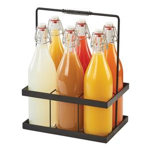 Cal-Mil 3660-13 11in x 7.5in x 14"H Black Metal Condiment Caddy with Handle 