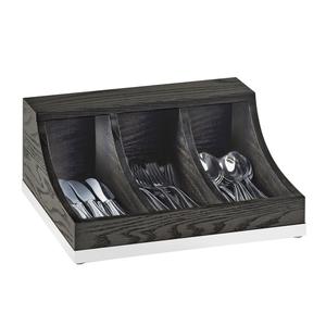 Cal-Mil 3802-87 Cinderwood 13.75in x 11.5in x 3.1in Dark Oak Flatware Organizer 
