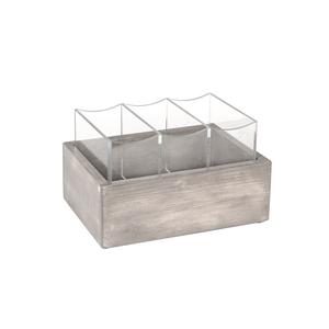 Cal-Mil 3408-110 Aspen 6" x 9" x 5.25"H Gray Pine Wood Flatware Holder