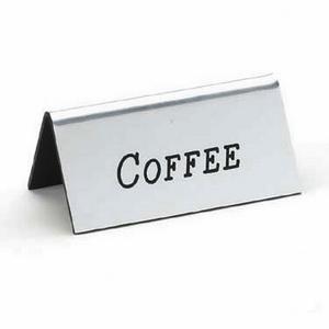 Cal-Mil 228-1-010 3" x 1.5"H Silver "Coffee" Beverage Tent Sign - 1 Doz