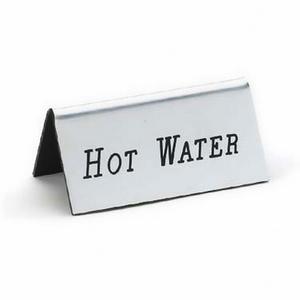 Cal-Mil 228-3-010 3" x 1.5"H Silver "Hot Water" Beverage Tent Sign - 1 Doz