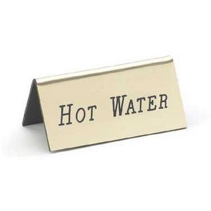 Cal-Mil 228-3-011 3" x 1.5"H Gold "Hot Water" Beverage Tent Sign - 1 Doz